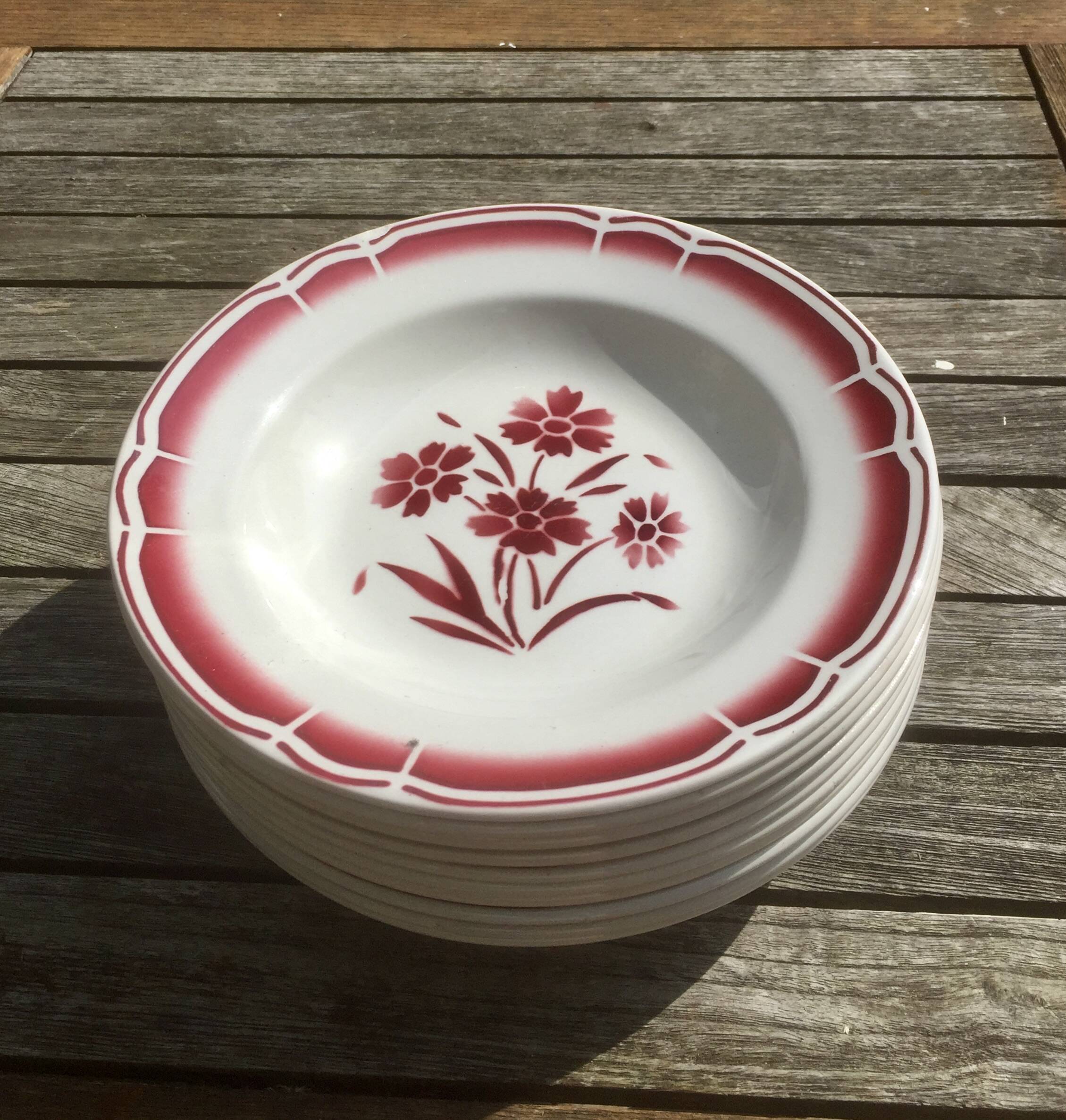 10 assiettes creuses Fenal BADONVILLER - porcelaine opaque - vintage