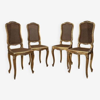 Suite de 4 chaises de musiciens en bois doré d'epoque napoleon iii