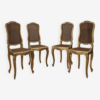 Suite of 4 musicians chairs in golden wood from napoleon iii period