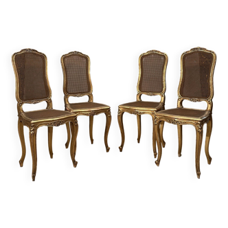 Suite de 4 chaises de musiciens en bois doré d'epoque napoleon iii