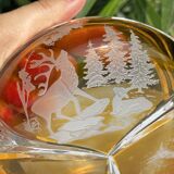 Magnificent Vintage Bohemian Ashtray in Cut Crystal of Yellow Orange