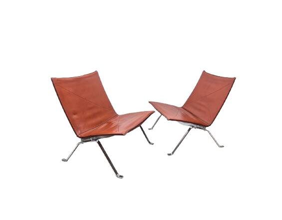 Poul Kjaerholm (1929-1980) pair of PK22 low chairs, Kold Christensen