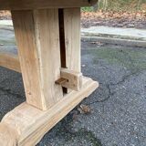 Restored 19th-century monastery dining table in solid oak, 220cm