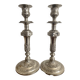 Antique silver-plated metal candlesticks