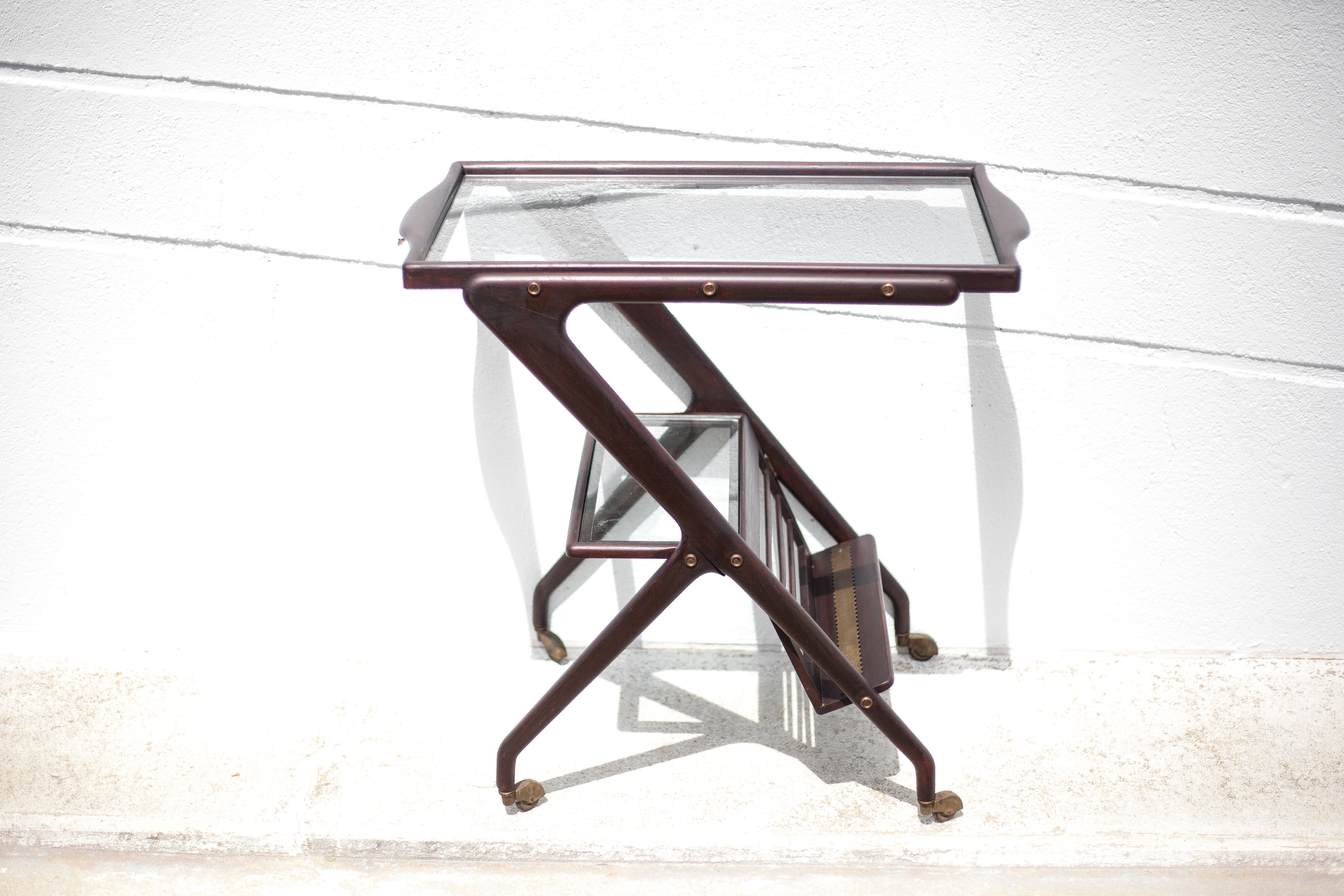 Serving rolling trolley, wood service, 50's