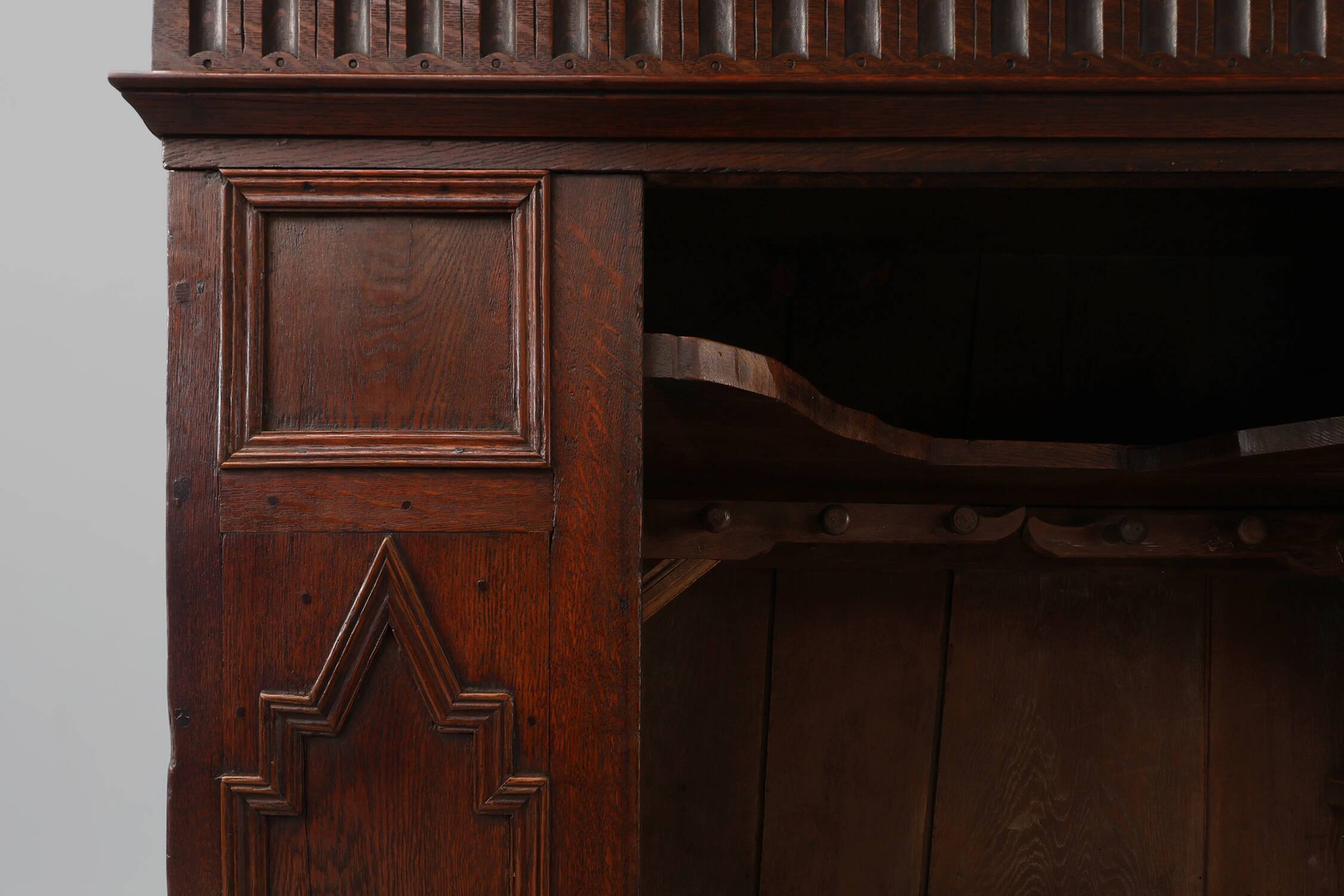 French 16th Century Antique oak hand carved wardrobe