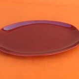 Oval serving dish burgundy-coloured glazed ceramic