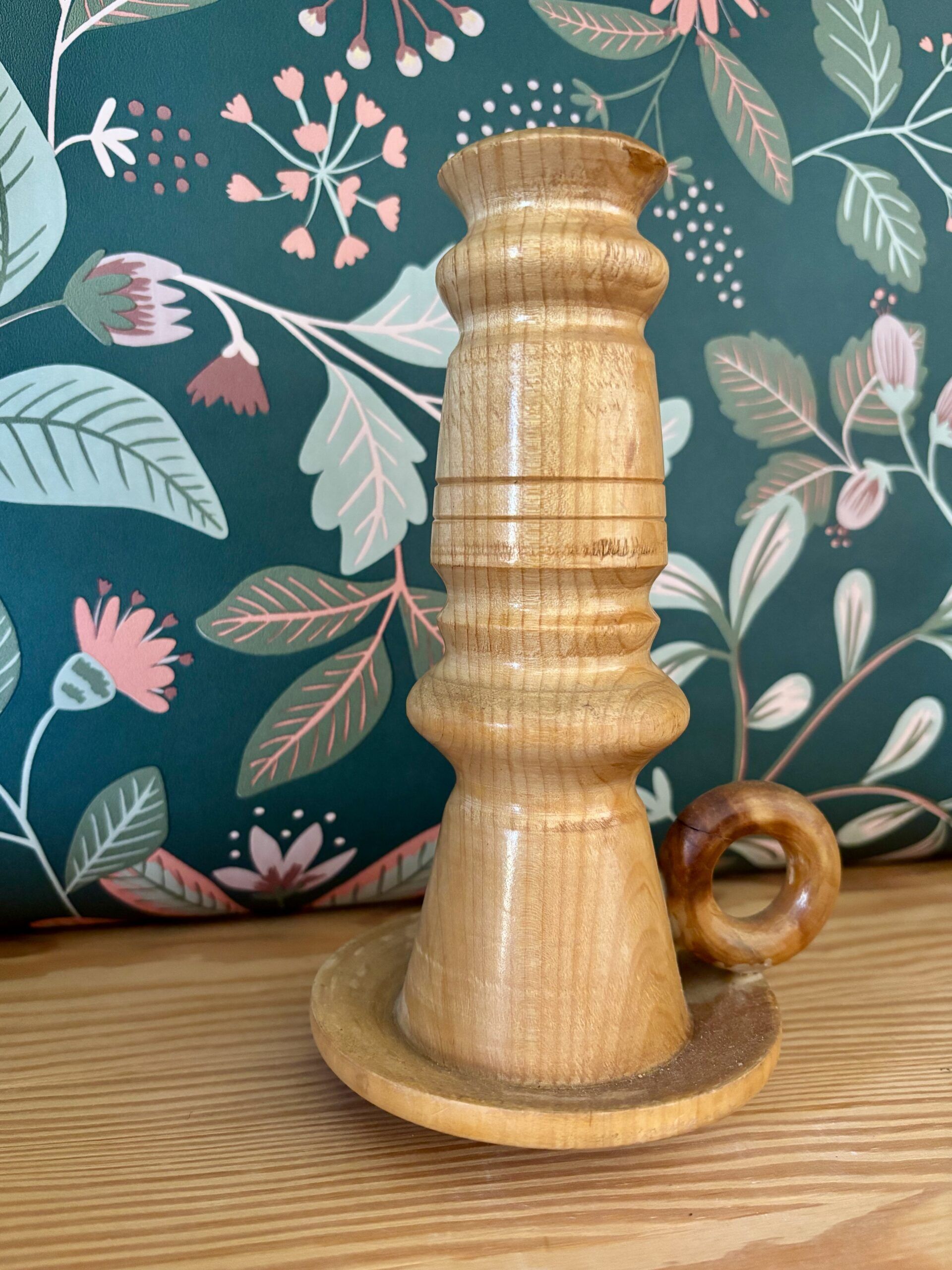 Vintage wooden turned candle holder