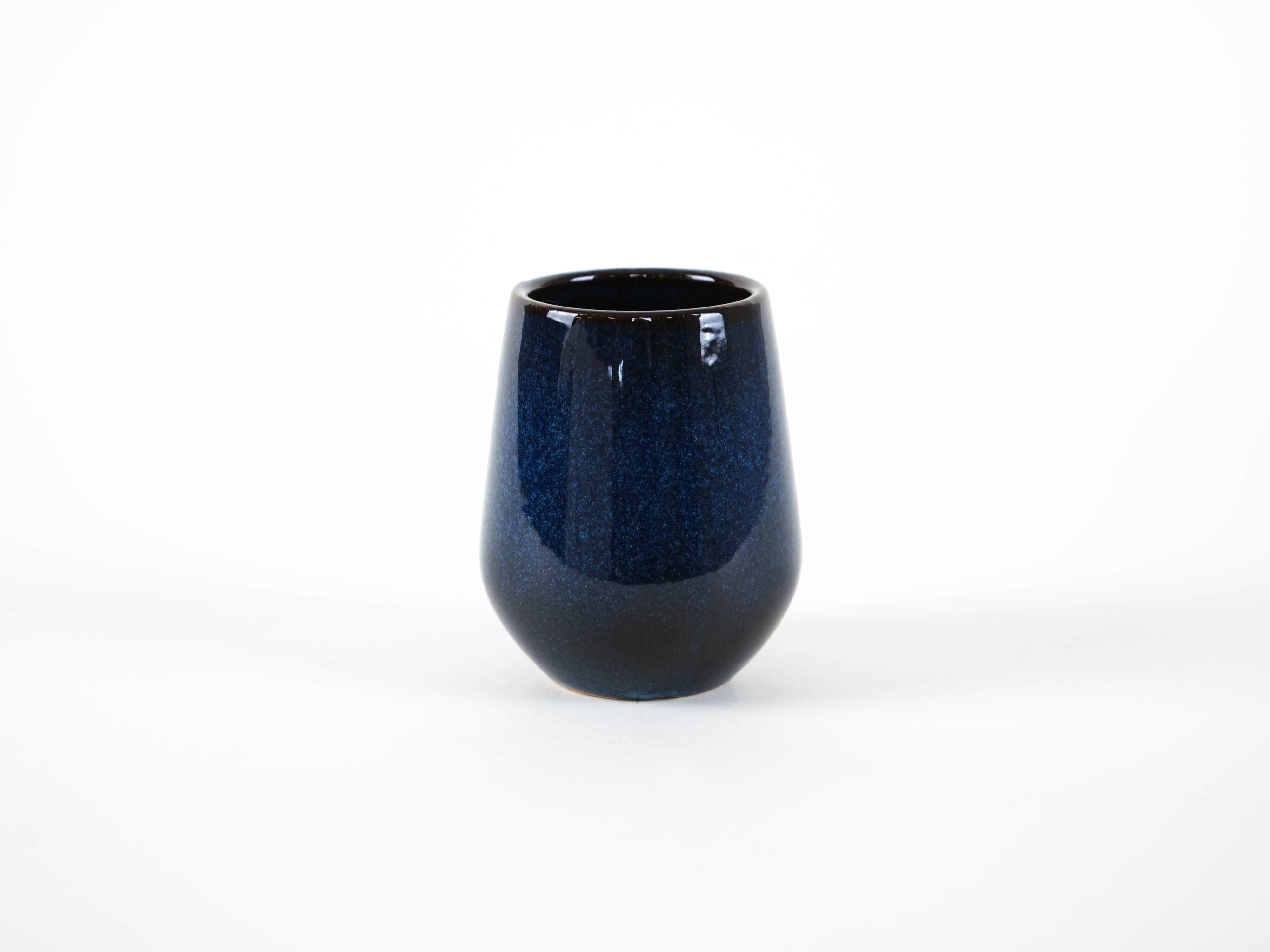 Vase en céramique bleu marine, design danois, années 1970, fabriqué au Danemark
