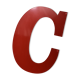 Industrial letter "C" in red metal