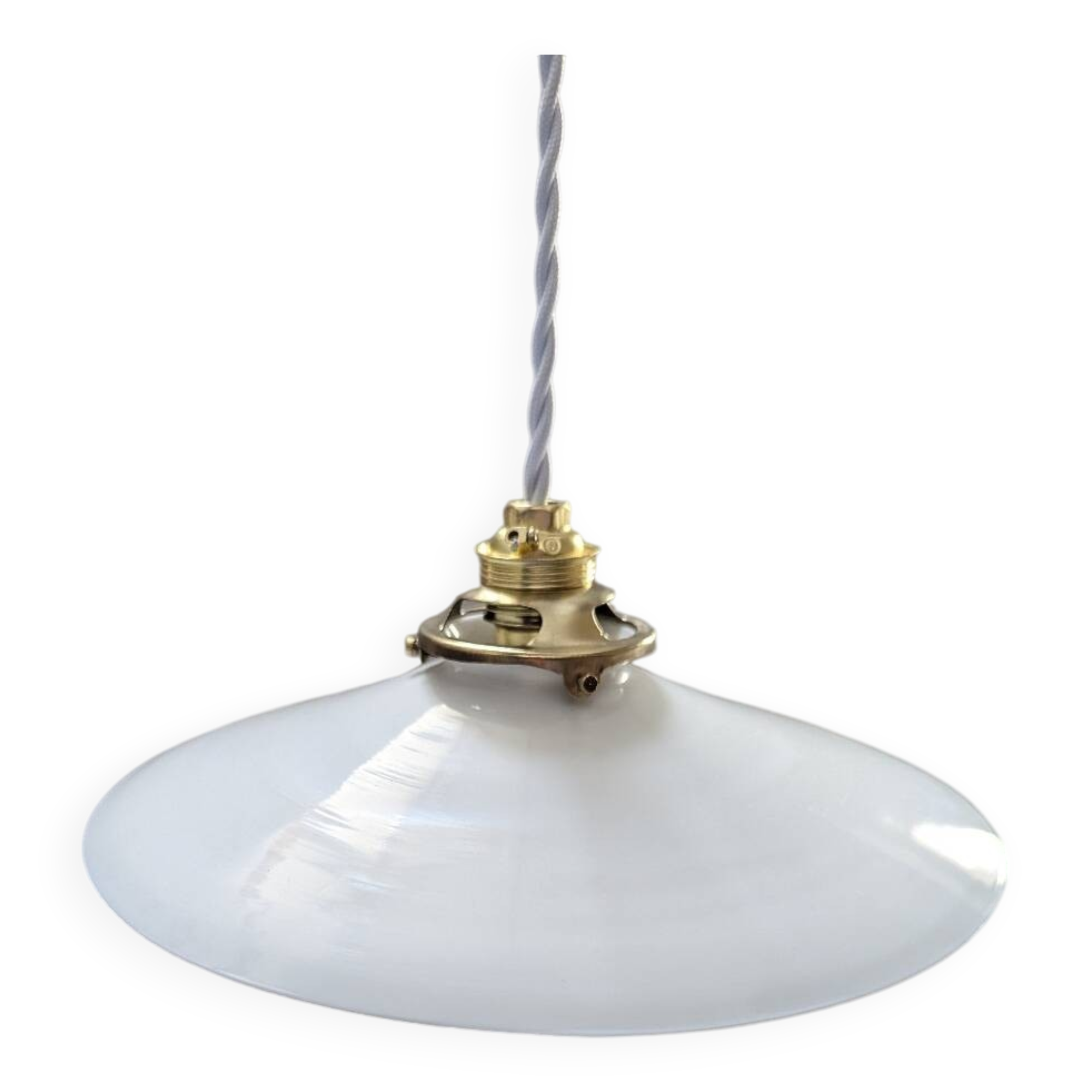 Suspension, Art Deco portable lamp in smooth opaline