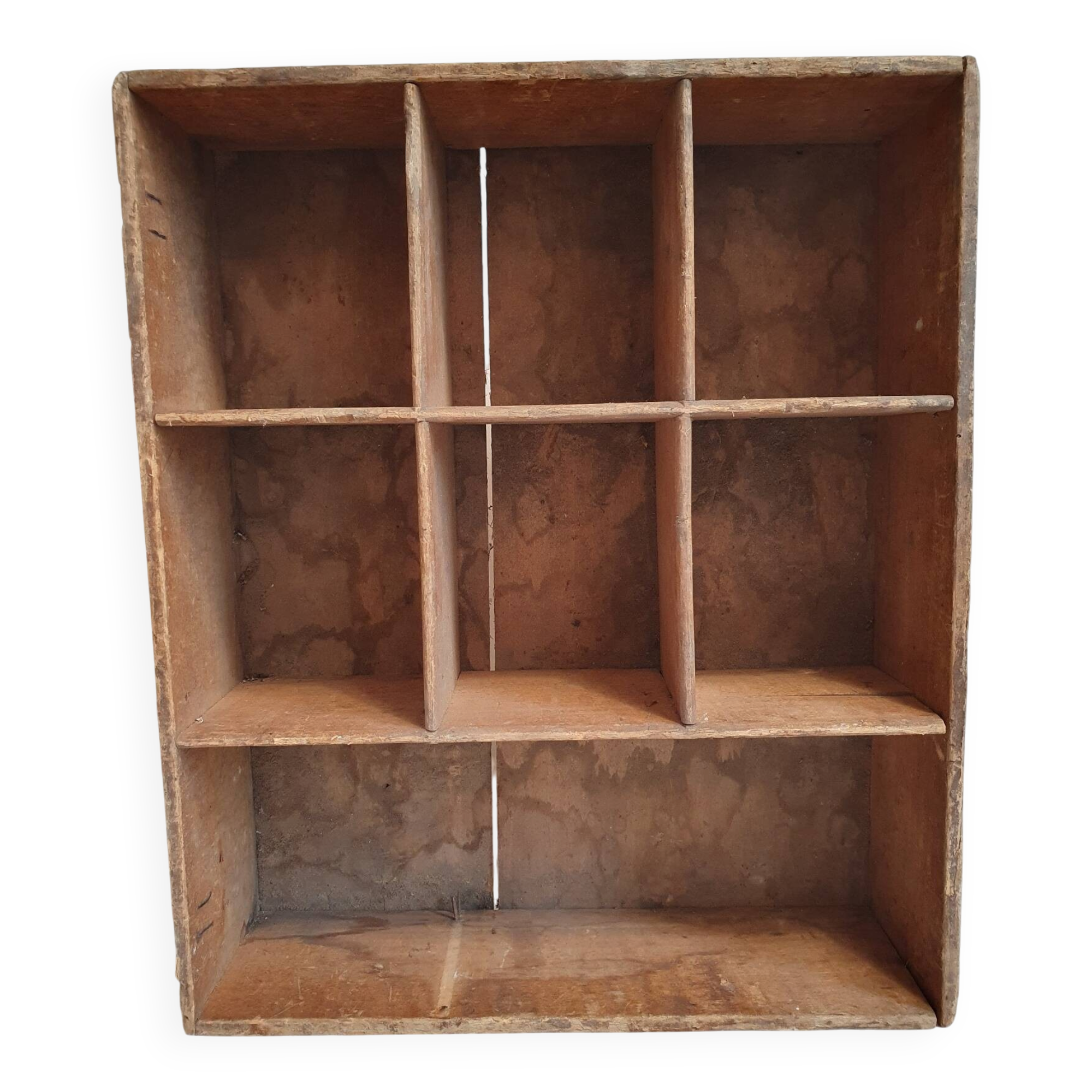 Ancien casier en bois / présentoir artisanal
