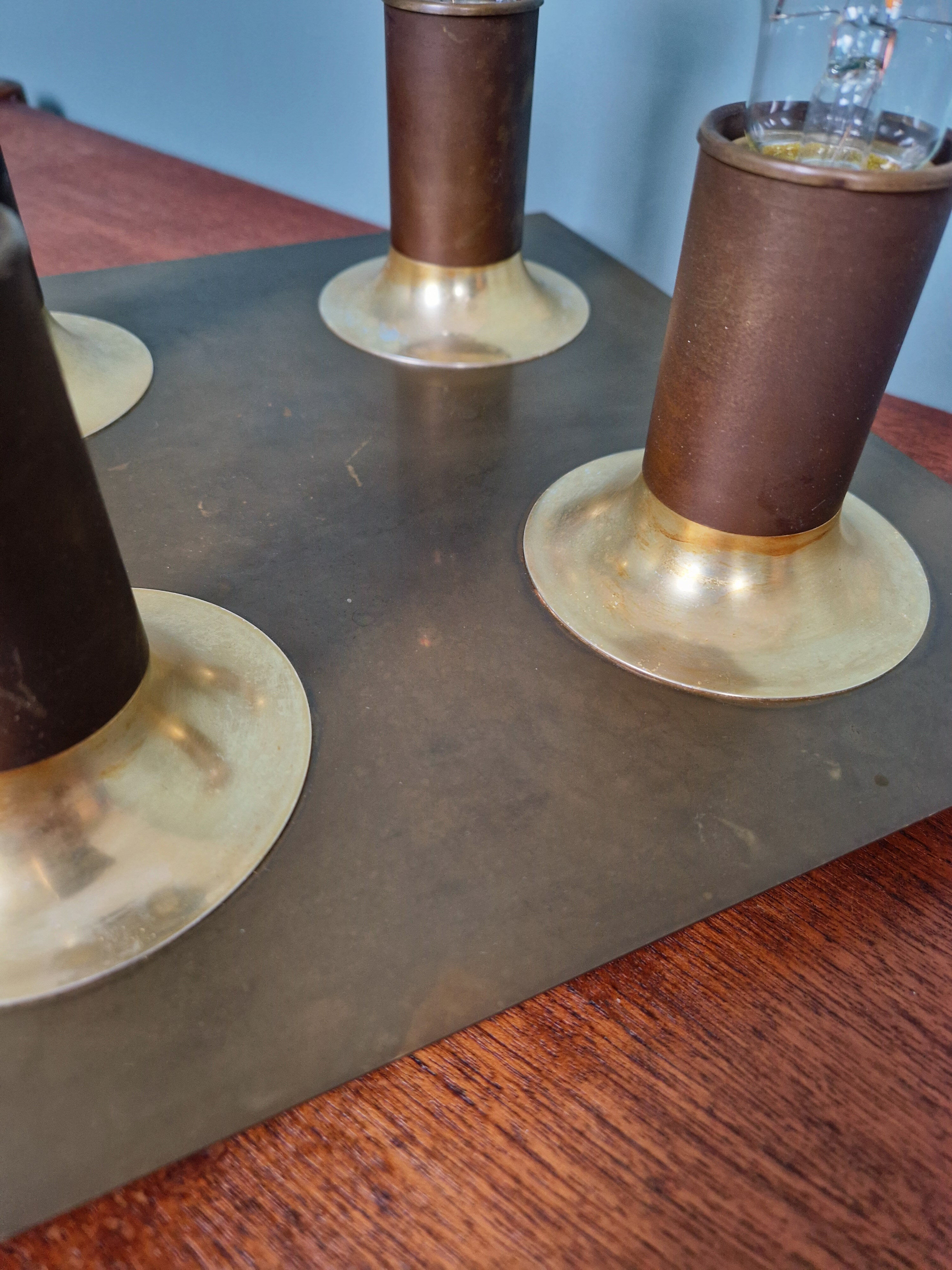 Space Age ceiling light/wall lamp in brass, Cosack Leuchten, 1970.