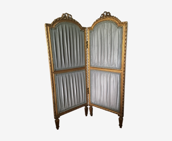 Charmant paravent style XVIIIe siècle Louis XVI cheminée gris dorure
