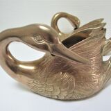 Two vintage solid brass brass zoomorphic pot pot cache