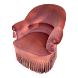 Fauteuil crapaud velours rose