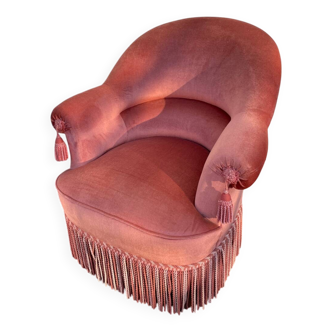 Pink velvet toad armchair
