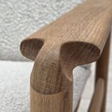 1970s, renovated Danish 3-seater sofa, solid oak wood.