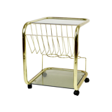 Vintage smoked glass trolley bar magazine rack side table milo baughman style italy 53cm
