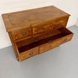 Antique marquetry chest of drawers from the transition period at the end of the 18th century, with 3 wooden drawers.