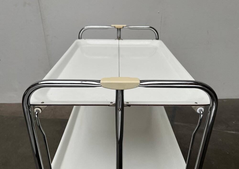 Vintage German folding service trolley with 3 shelves, 1970s.