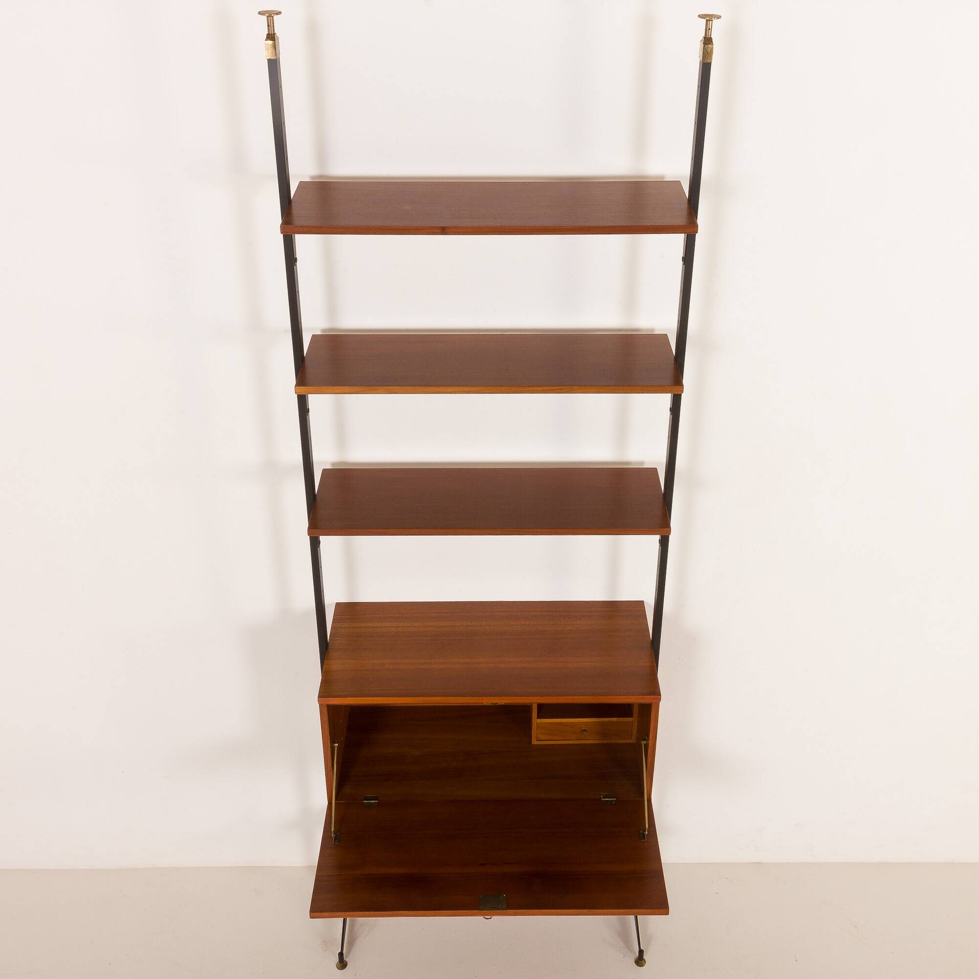 Italian vintage floor to celling wall unit with a bureau or a bar cabinet