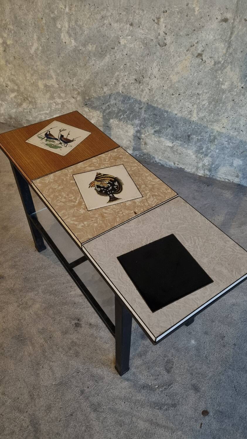 Vintage coffee table with tiles