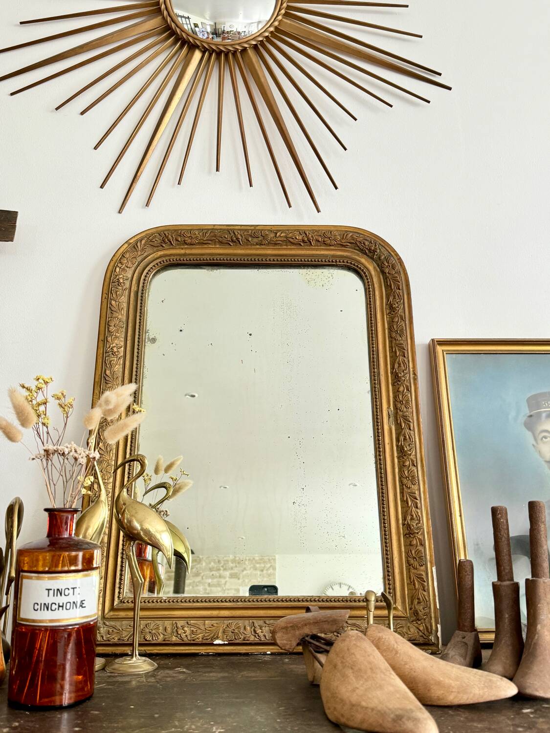 Antique Louis Philippe mirror 65 x 49cm