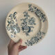 Flat plate iron earth Longwy model Ycho - blue flower faience ja