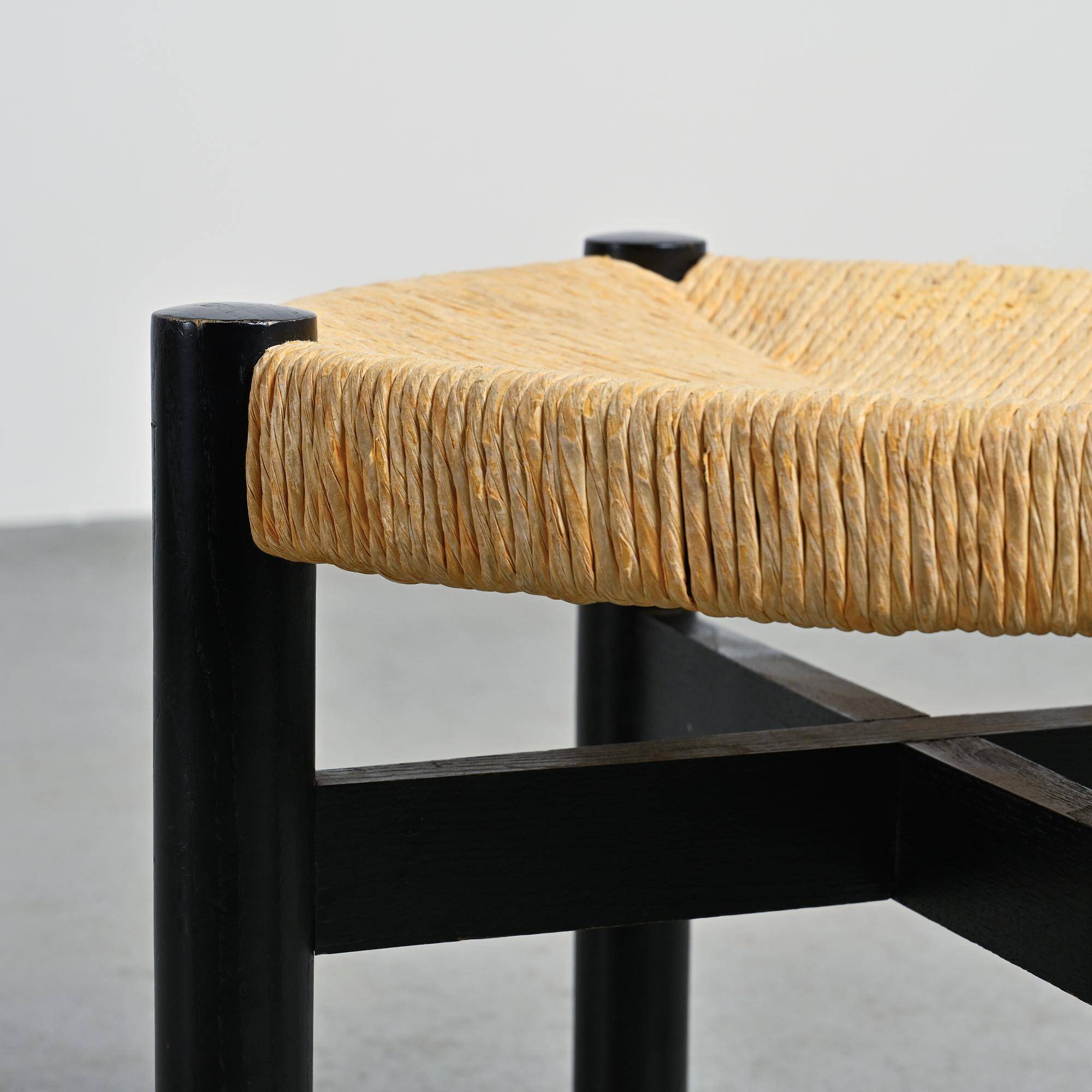 Méribel stool in black ash, Charlotte Perriand, 1950
