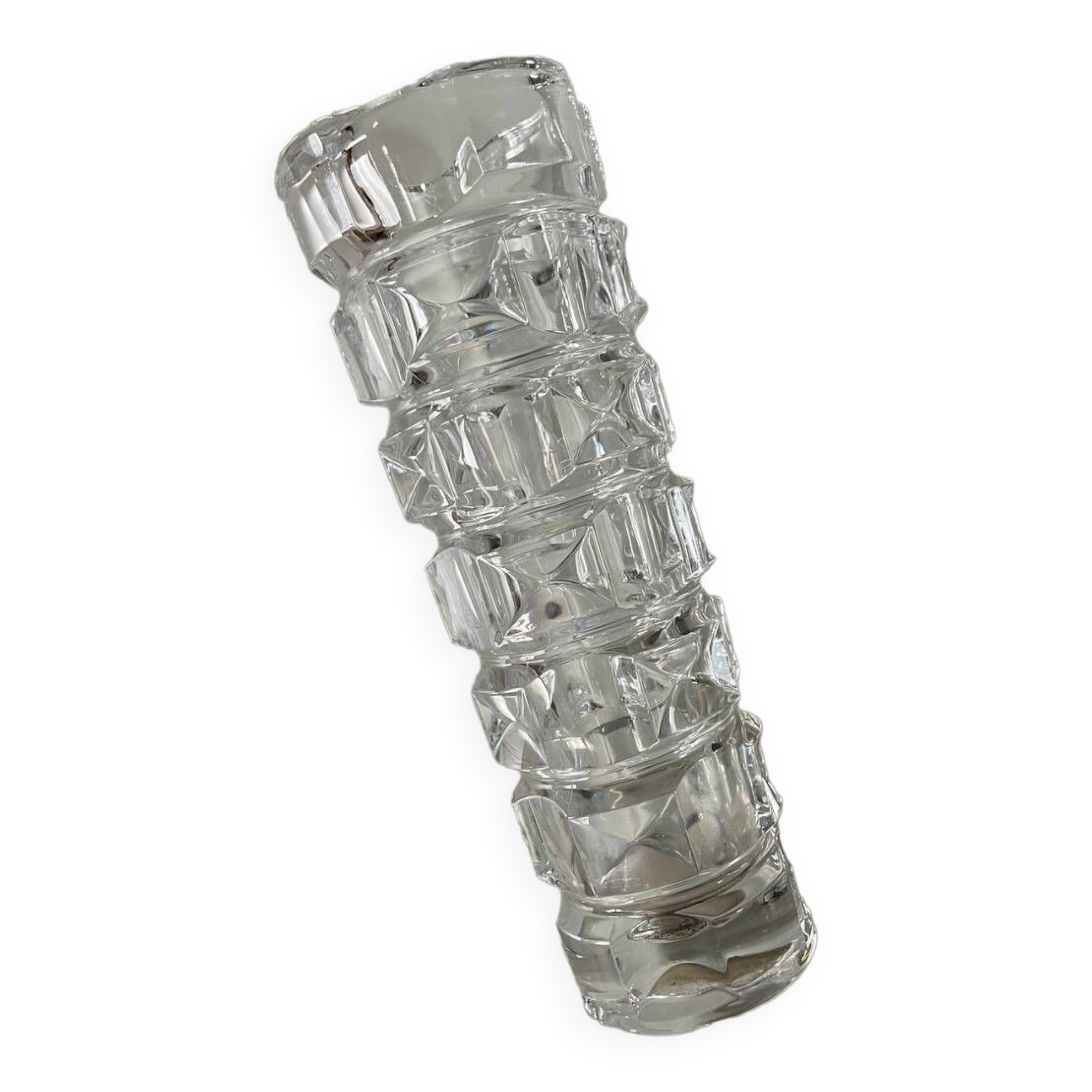 Tubular shaped crystal vase