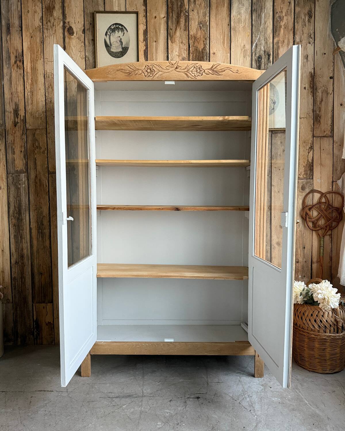 Vitrine art déco en chêne (rénovée)