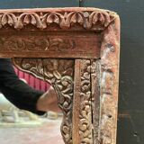 Miroir Inde Rajasthan dans un ancien encadrement  en bois de Teck 18ème superbe usure et patine