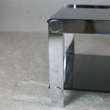 Coffee table steel and smoked glass, France, circa 1970