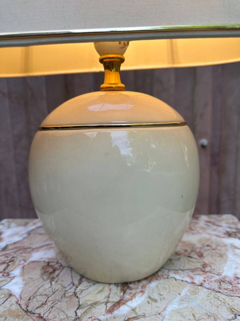 Vintage table lamp by Robert de Schuytener ivory 1960