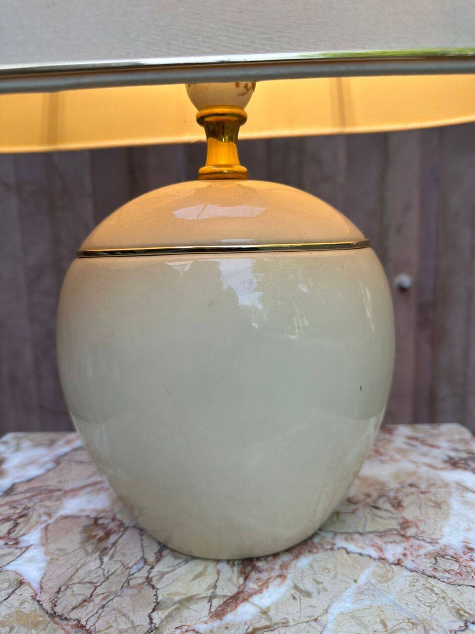 Vintage table lamp by Robert de Schuytener ivory 1960