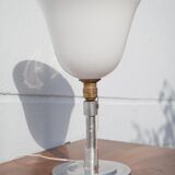Art Deco Mazda lamp in opaline and chromed metal