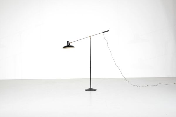 Lampe sur pied en metal et Laiton , France - 1950s