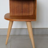 Oak-plated tripod bedside table 1950