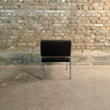 Armchair in metal and grey fabric