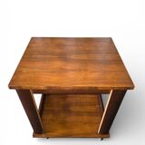Art Deco wooden side table / serving trolley on wheels
