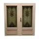 Wooden doors with stained glass