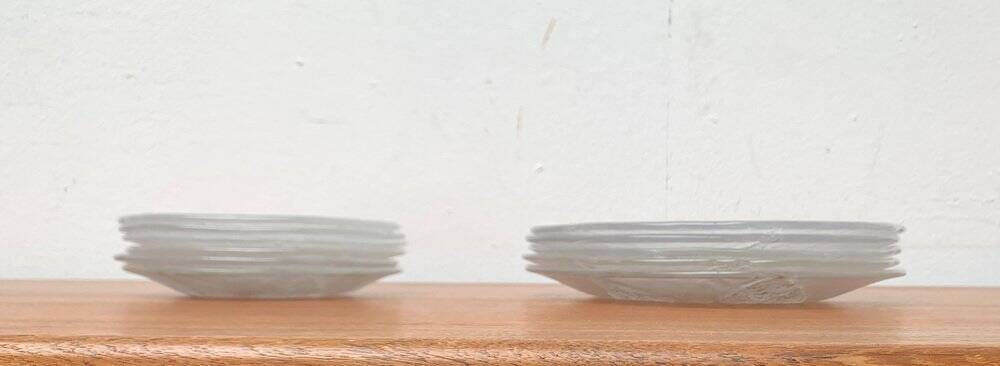 Vintage floral glass plates from Sweden by Ann Wärff for Kosta Boda, set of 11.