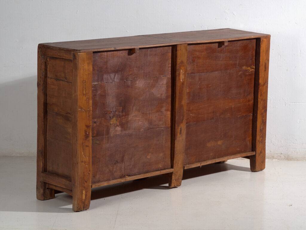 Chinese buffet high in carved pine with geometric panels – Gansu, circa 1930