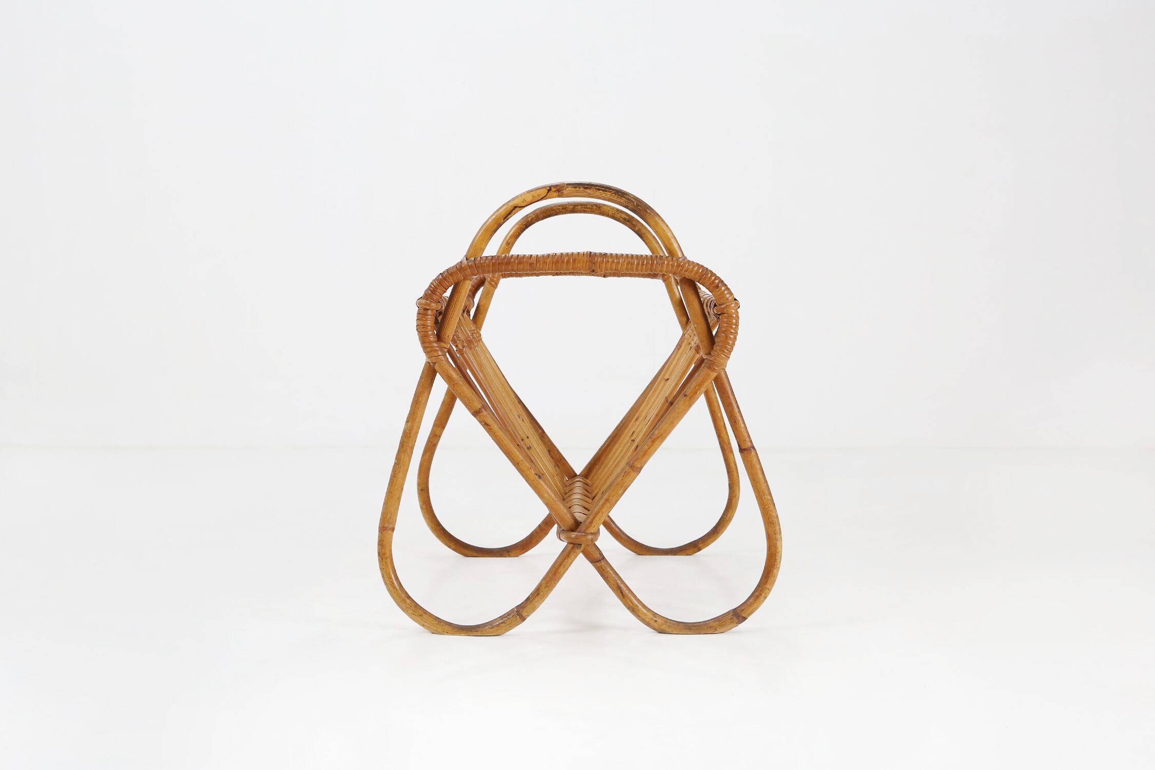 French Vintage fifties rattan magazine rack