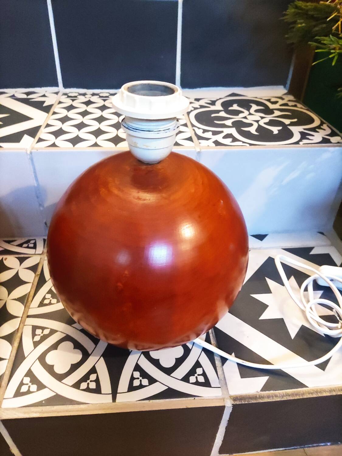 Wooden ball lamp base made in Italy