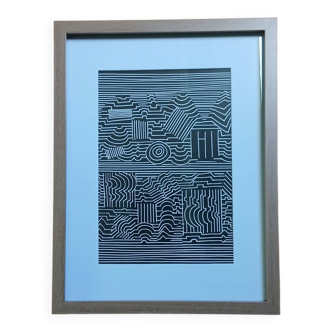 Screen print by Victor Vasarely - "Wave Series" - Waves & Movement