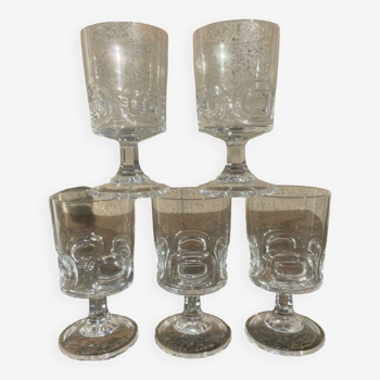 5 verres à vin en cristal vintage 70's