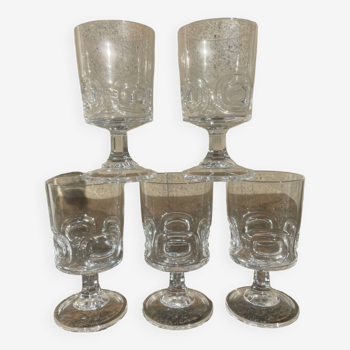 5 vintage 70's crystal wine glasses