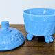 Blue moulded opaline bonbonnière, first half of the 20th century.